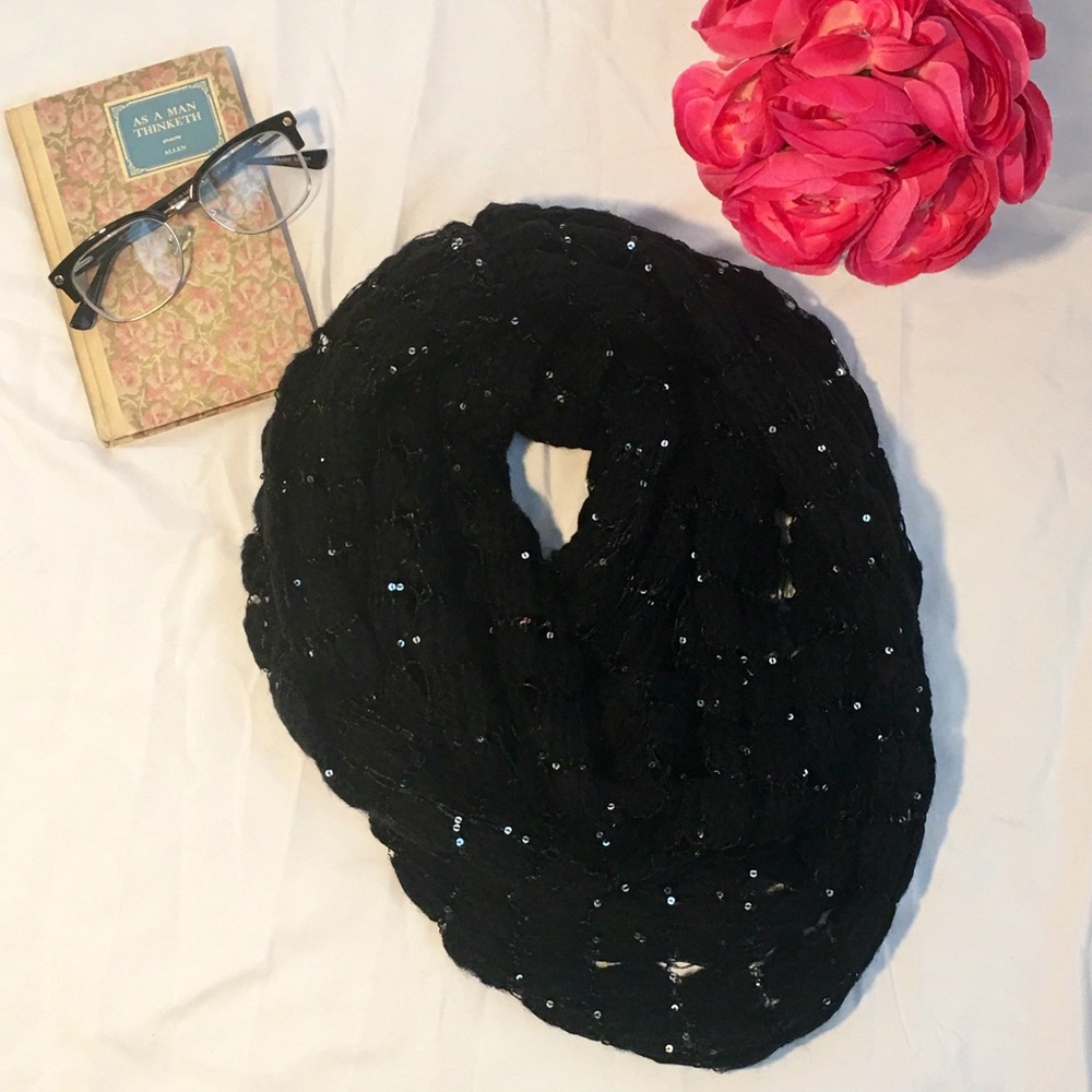 Black Infinity Scarf with a little Sparkle